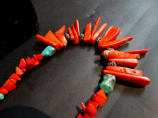 Navajo Coral and Turquoise Necklace