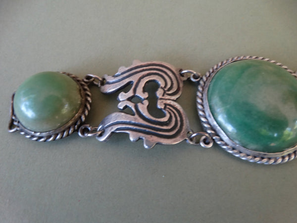 Mexican Silver and Jade Link Bracelet