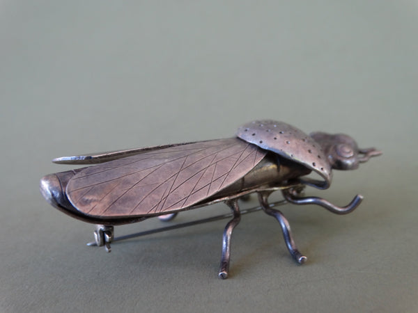 Mexican Sterling Silver Cicada Brooch J283