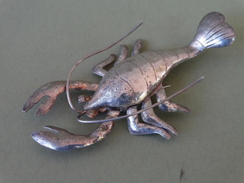 Mexican Sterling Silver Lobster Brooch J285