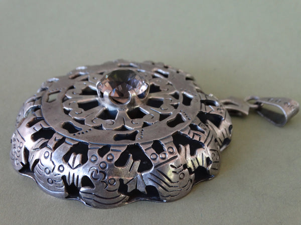 Mexican Silver and Topaz Medallion