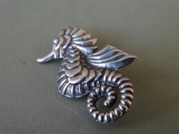 Mexican Silver Seahorse with Wings Brooch J294