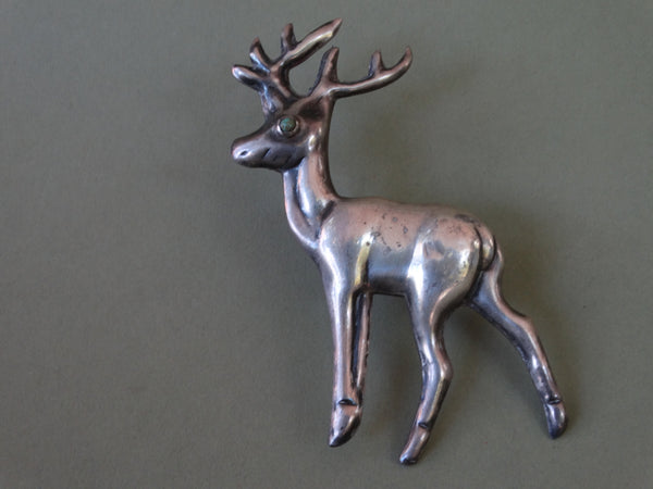 Mexican Silver Standing Stag Brooch J301
