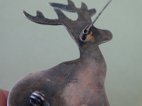 Mexican Silver Standing Stag Brooch J301