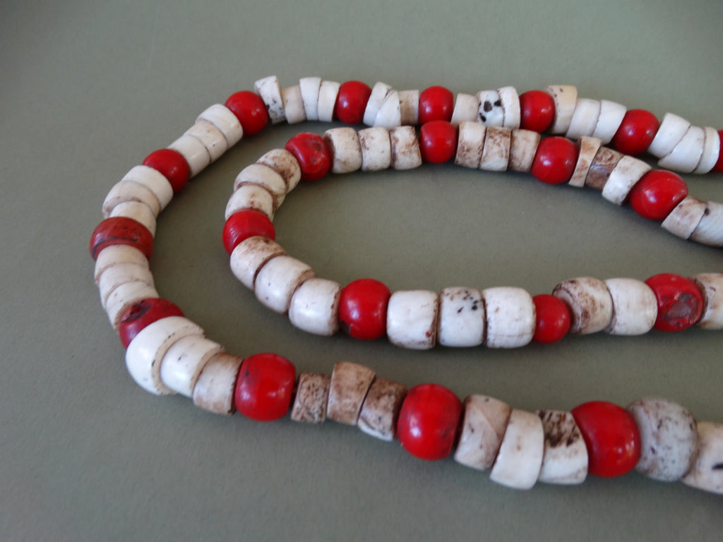 Indian Trade Beads: Bone and Red Glass - Main Image