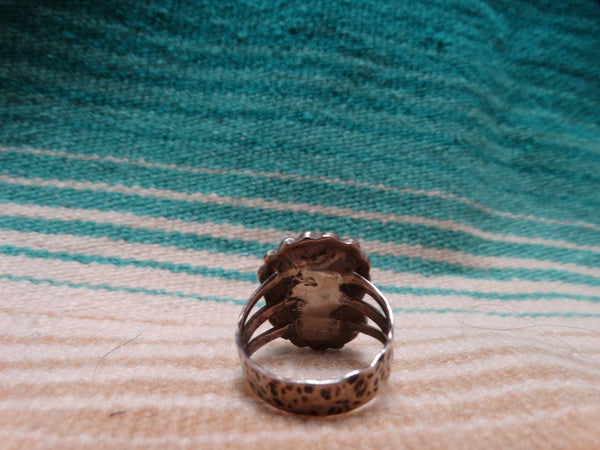 Silver Beaded Turquoise Ring