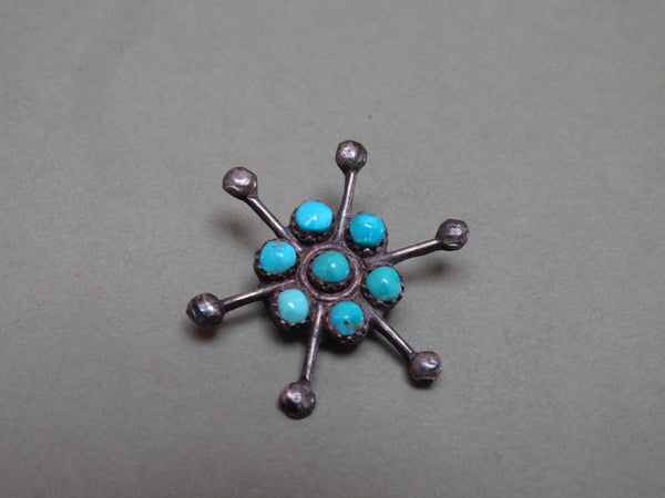 Antique Zuni Turquoise Snowflake Pin