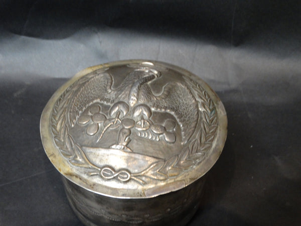 Fred Harvey Navajo Silver Box with a Mexican Silver Lid