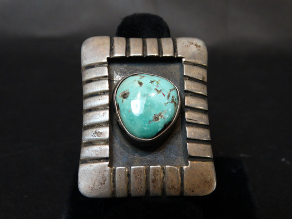 Navajo Silver Shadow Box Ring Size 9