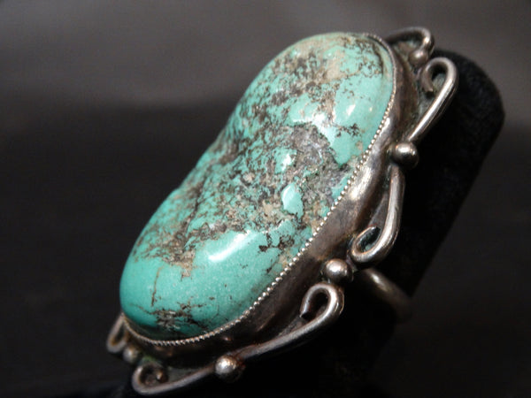 Navajo Silver Ring Size 8 1/4 Large Turquoise