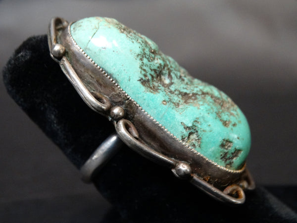 Navajo Silver Ring Size 8 1/4 Large Turquoise
