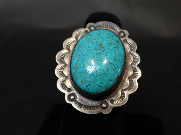 Navajo Turquoise and Silver Ring Size 8 3/4