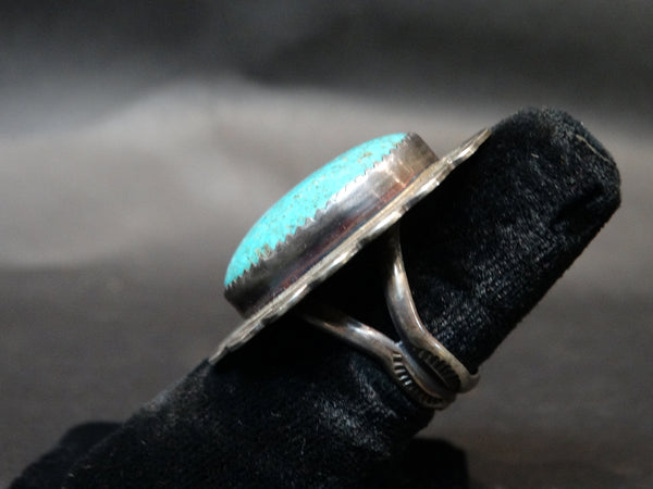 Navajo Turquoise and Silver Ring Size 8 3/4