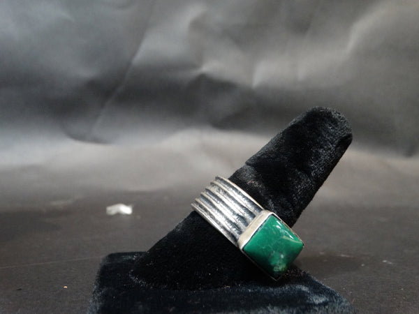 Navajo Silver and Turquoise Men's Ring Single Stone Size 11