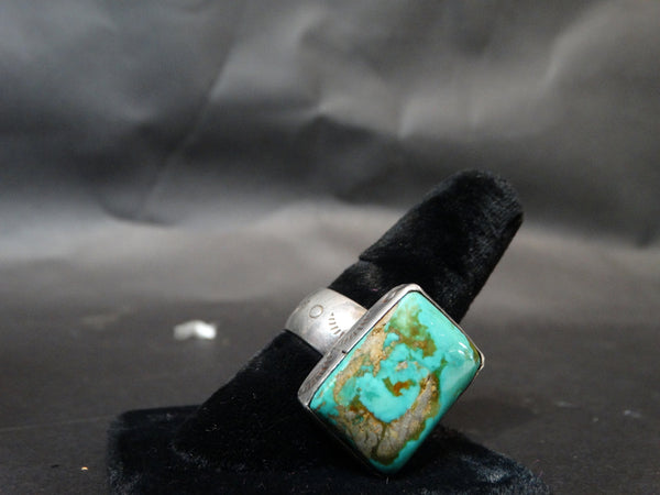 Navajo Silver and Turquoise Men's Ring Size 11.5