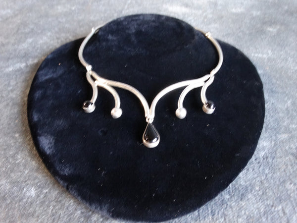 Mexican Silver & Ebony Mid-Century Choker J428