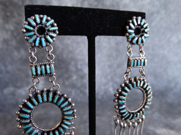 Zuni Turquoise Petitpoint Chandelier Earrings J432