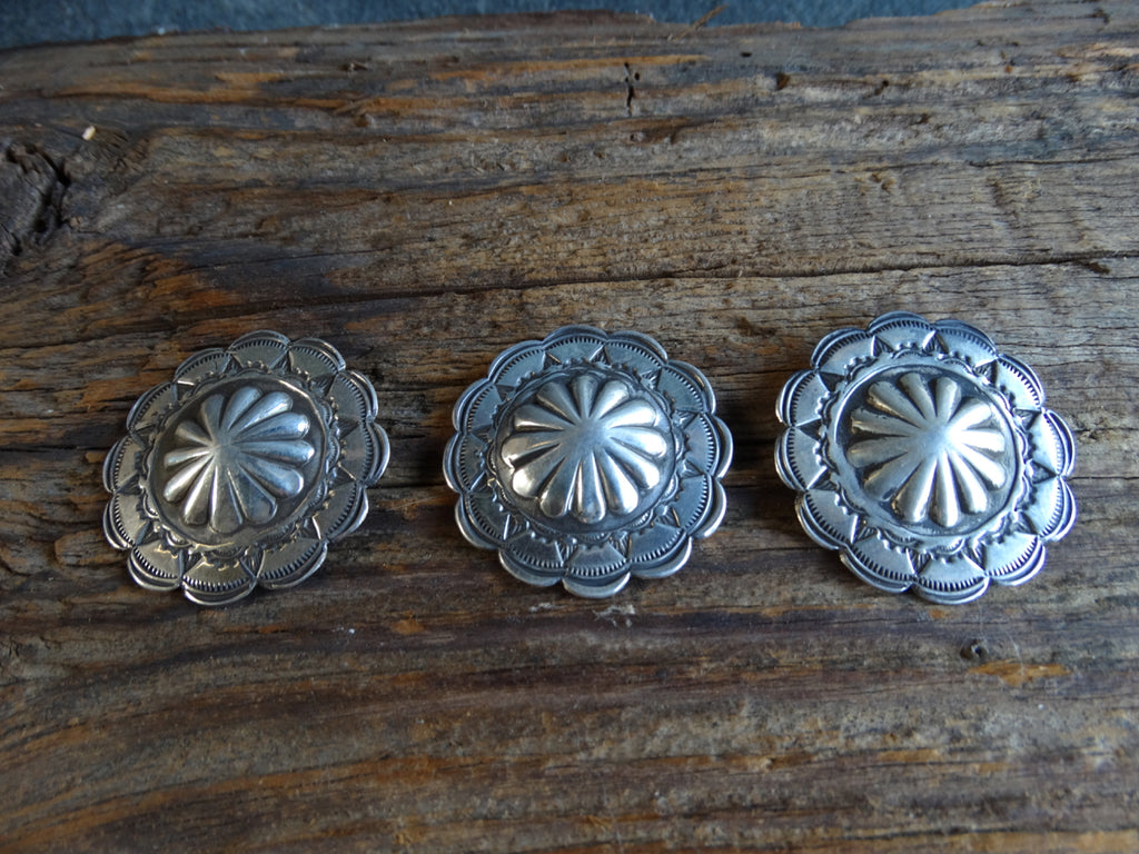 Navajo Hand-Stamped Silver Buttons with Bump-out Centers Set of 3