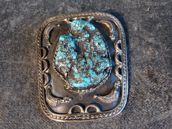 Kingman Mine Navajo Turquoise Bolo 1950s J477