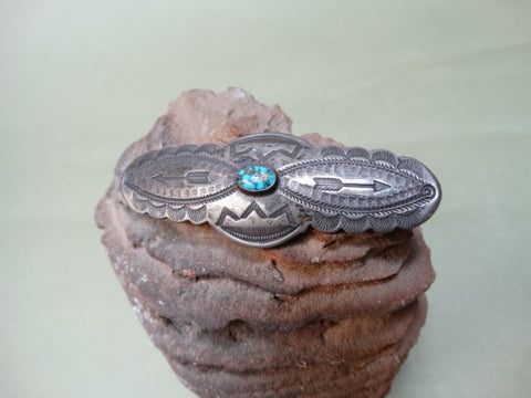 Navajo Silver and Turquoise Two-Arrow Pin