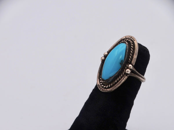 Navajo Bezel-set Diamond Shape Turquoise Ring J485