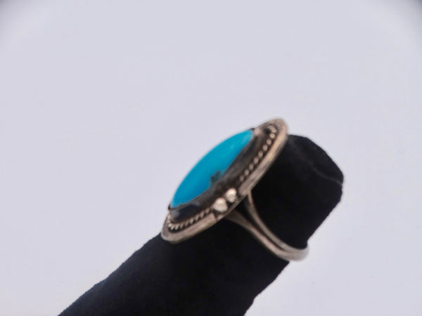 Navajo Bezel-set Diamond Shape Turquoise Ring J485