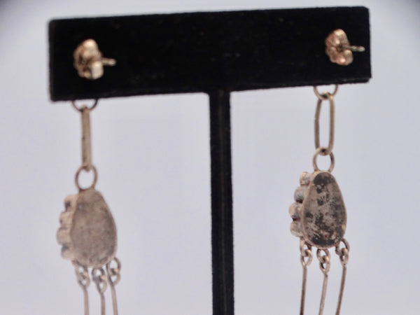Zuni: Style of Frank Dishta Petit Point Teardrop Earrings with Wire Dangles J493