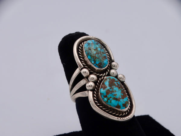 Navajo Double Turquoise Bezel-set Ring J503
