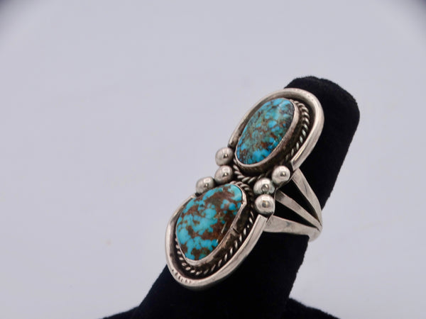 Navajo Double Turquoise Bezel-set Ring J503