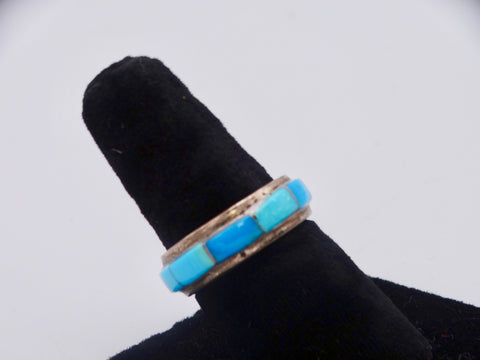 Navajo Band of Rectangular Turquoises Ring J506