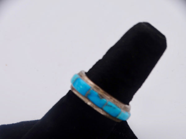 Navajo Band of Rectangular Turquoises Ring J506