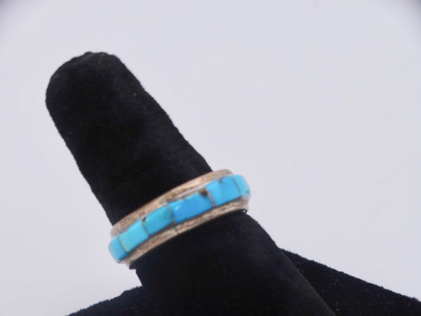 Navajo Band of Rectangular Turquoises Ring J506