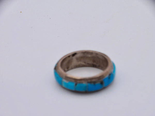 Navajo Band of Rectangular Turquoises Ring J506