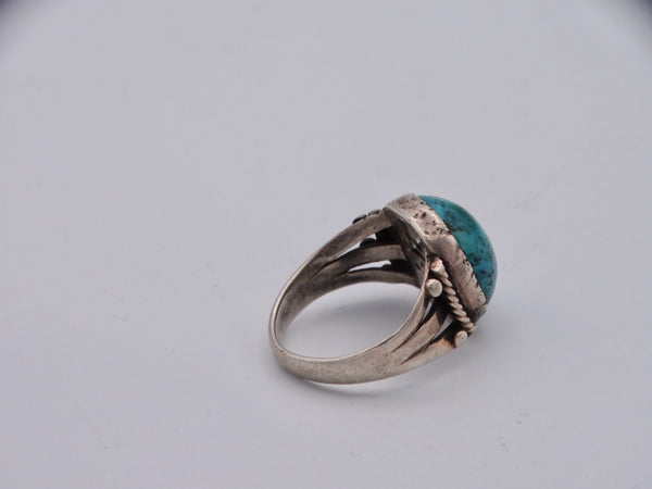Navajo Ingot Single Turquoise Stone Ring 1920s J509