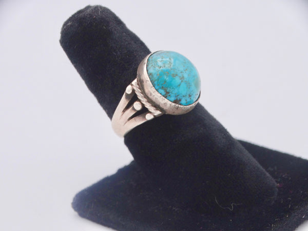 Navajo Ingot Single Turquoise Stone Ring 1920s J509