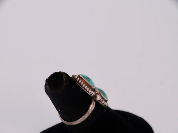 Navajo Teardrop Turquoise Double Bezel Ring 1940 J526