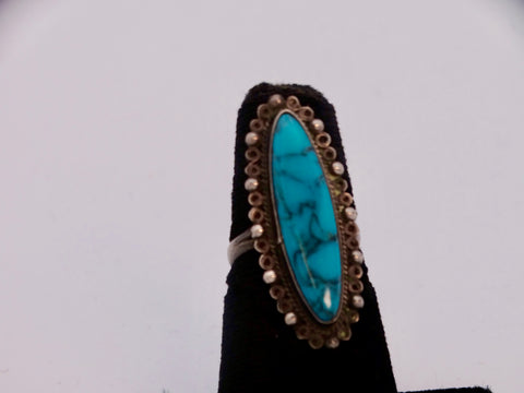 Navajo Cabochon Turquoise Ring J528.