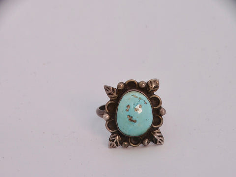 Navajo Single-Stone Turquoise Ring 1930s J529