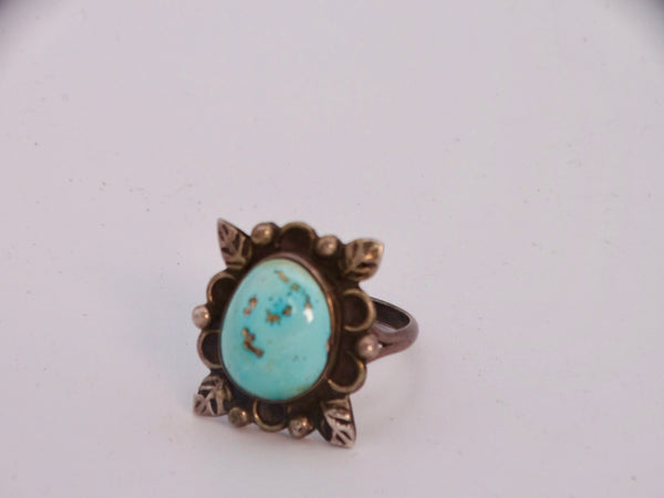 Navajo Single-Stone Turquoise Ring 1930s J529