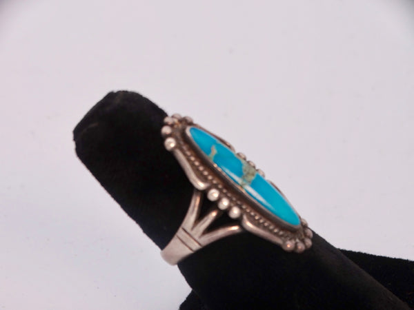 Navajo Cabochon Turquoise & Siver Ring 1950 J530.