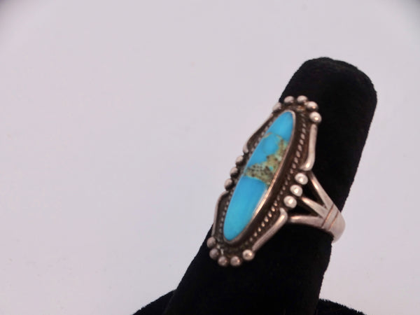 Navajo Cabochon Turquoise & Siver Ring 1950 J530.