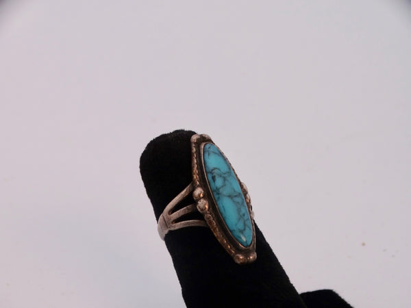 Navajo Sterling Silver and Cabochon Turquoise Ring 1960J532