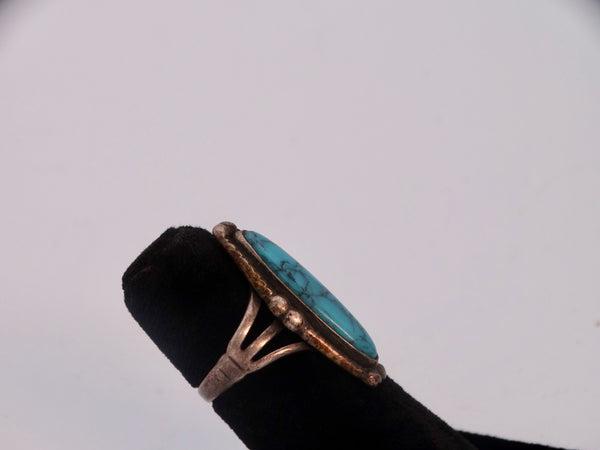 Navajo Sterling Silver and Cabochon Turquoise Ring 1960J532