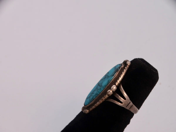 Navajo Sterling Silver and Cabochon Turquoise Ring 1960J532