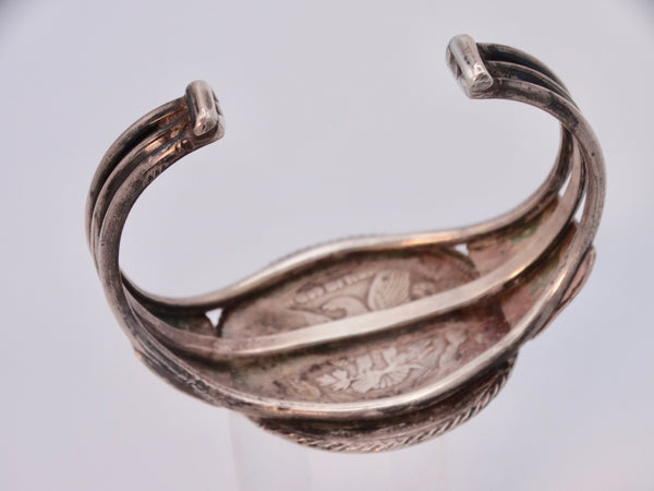 Navajo Silver Cuff w 1921 Siver Dollar J534