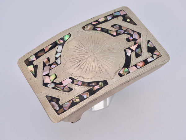 Mexican Silver & Abalone Belt Buckle J553