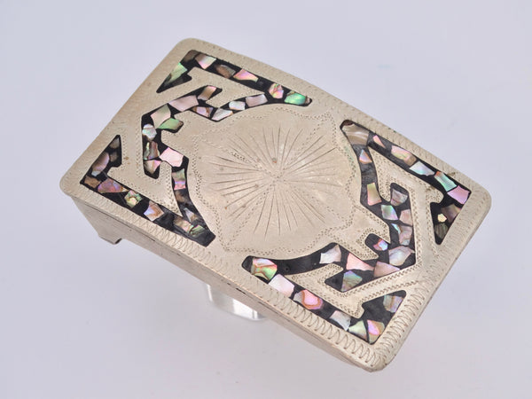 Mexican Silver & Abalone Belt Buckle J553