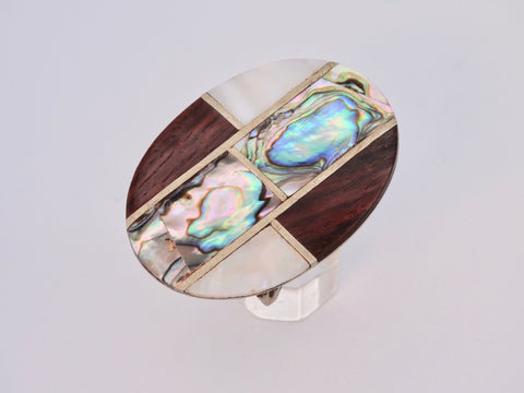 Mexican Abalone, Mother of Pearl, Rosewood & Silver Buckle J554