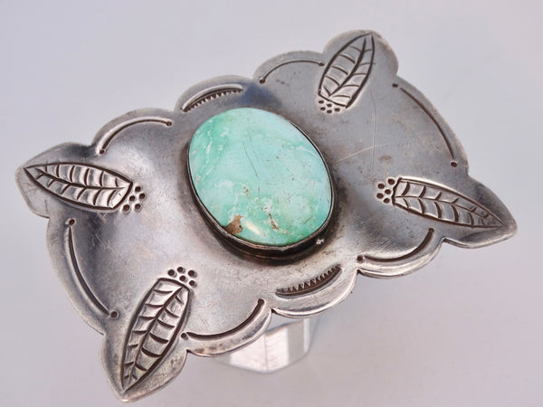 Navajo Silver Buckle w Single Turquoise Cabochon J557