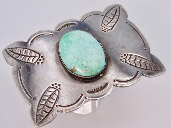 Navajo Silver Buckle w Single Turquoise Cabochon J557